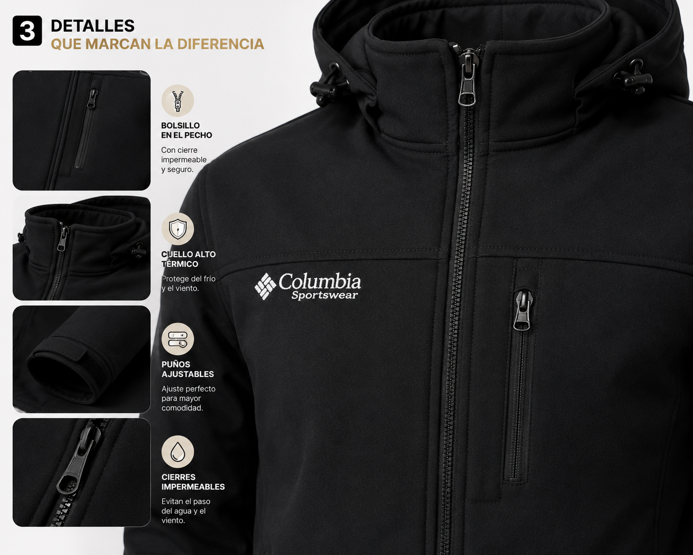 Detalles y terminaciones de la campera
